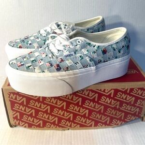 ❗️ New Vans Cotton Woven Patchwork Summer Platform Laced Sneakers Size 7.5
